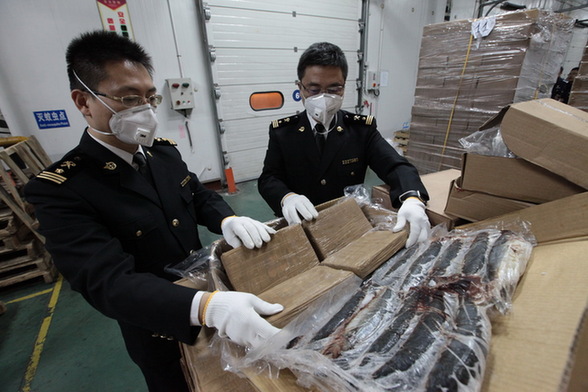 上海海关查获近年来全国最大一起可卡因走私案 缴获1.1吨可卡因